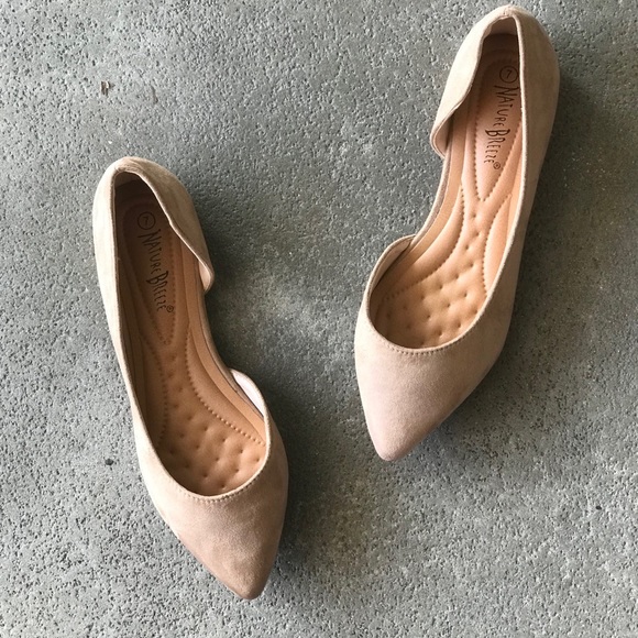 Nature Breeze Taupe Faux Suede Pointed Toe Flat 10 - Picture 2 of 7